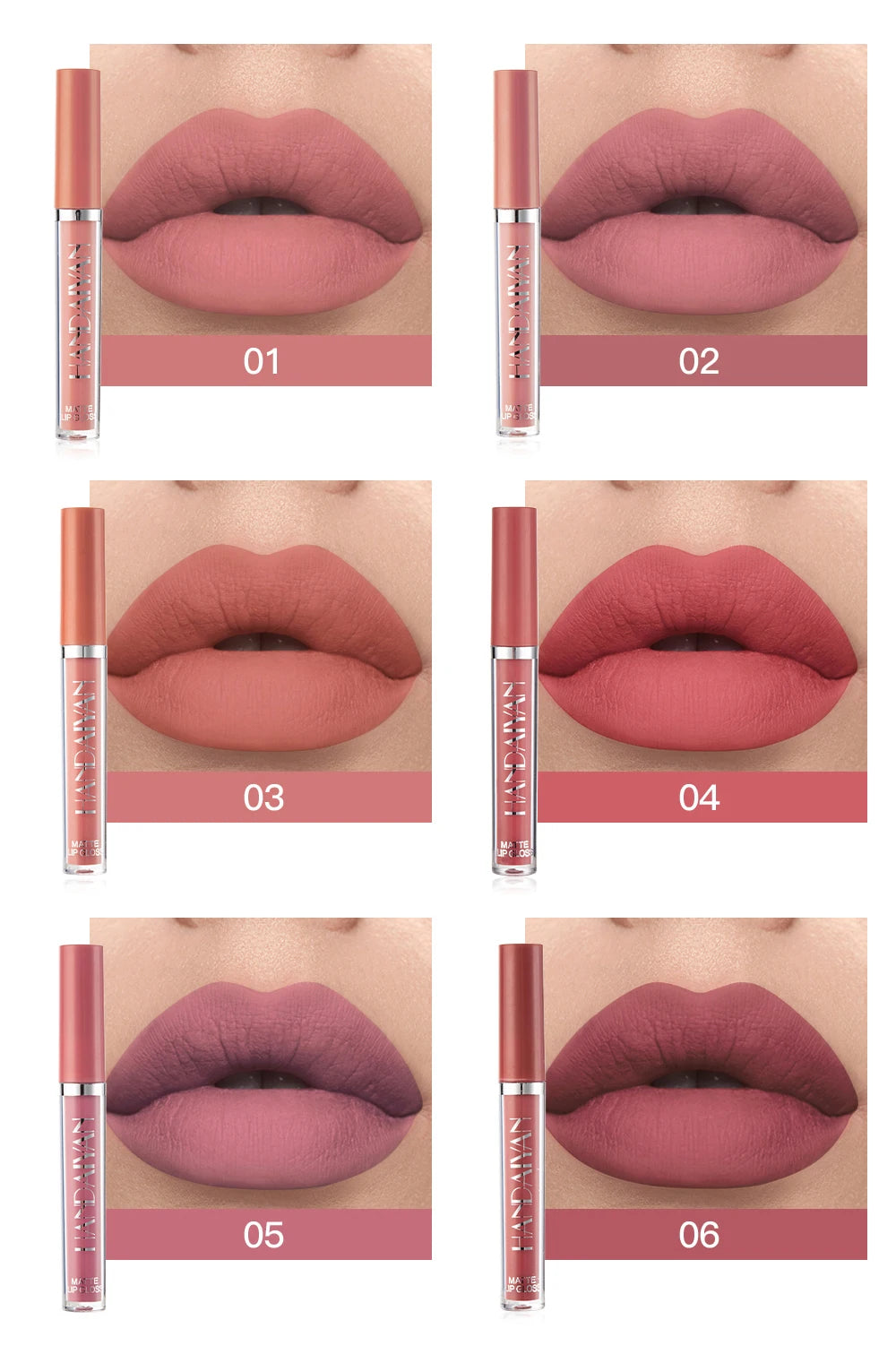HANDAIYAN 6er Set Flüssig-Lippenstift – Langanhaltender Matt Lipgloss, Nicht Abfärbend – Geschenkbox