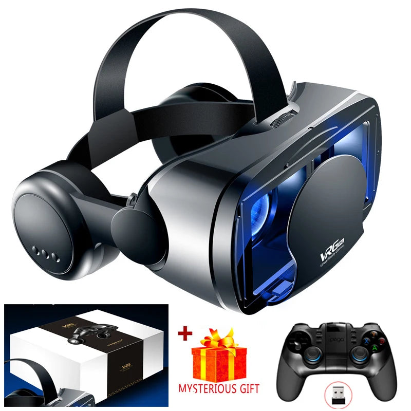 Virtual Reality 3D VR Headset Smart Brille Helm für Smartphones Handy Mobile 7-Zoll-Linsen Fernglas mit Controllern