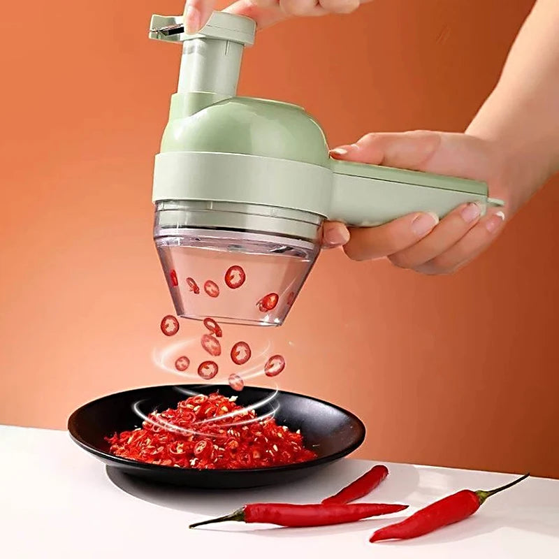 5-in-1-Set für elektrische Gemüseschneider, tragbar, wiederaufladbar, kabellose Küchenmaschine und Zerkleinerer für Paprika, Knoblauch und Fleisch - FUXL-Shopify