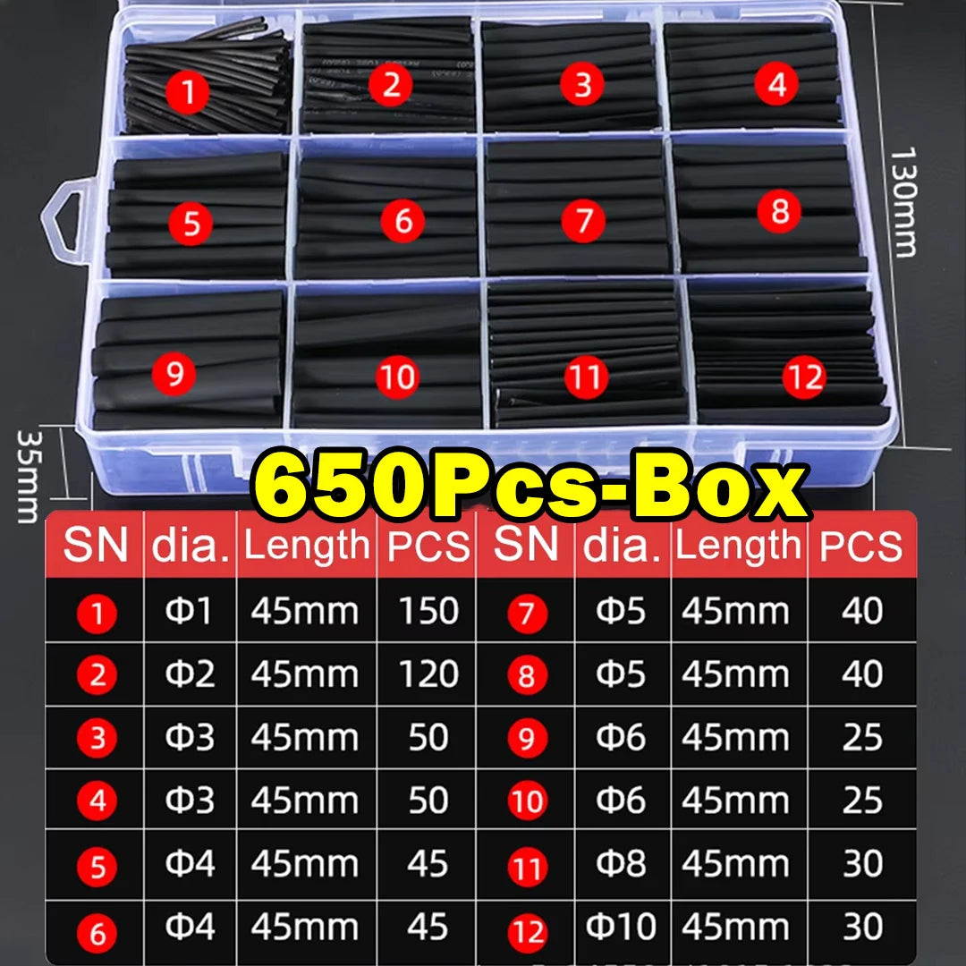 Schrumpfschlauch, thermobeständiges Rohr, Schrumpfverpackungsset, elektrischer Anschluss, Draht, Kabel, Isolierung, ummantelter Schutz - FUXL-Shopify