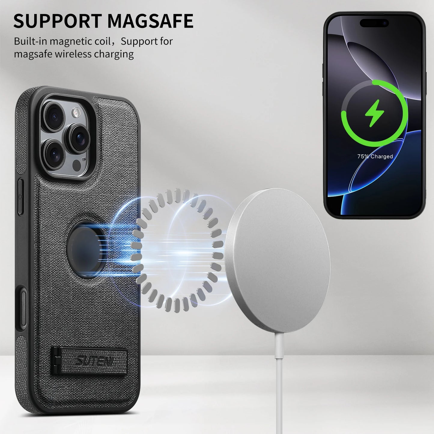 SUTENI Luxus PU Leder MagSafe Hülle