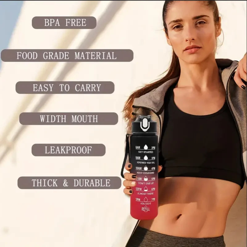Sportwasserflasche mit zeitverfolgendem Strohhalm, auslaufsicherer, verriegelbarer Klappdeckel für einfaches Tragen, ideal für Outdoor-Abenteuer - FUXL-Shopify