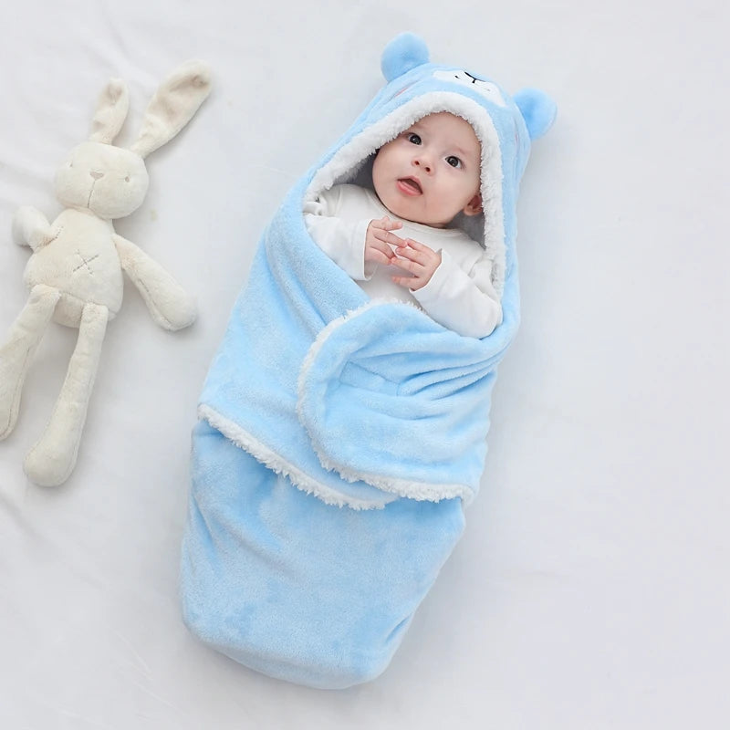 Weiche Babyschlafsäcke, warm, für Herbst und Winter, Wickeldecken für Neugeborene, Cartoon-Kokon für Babys, Flanell-Babyschlafsack, 0–9 Monate - FUXL-Shopify