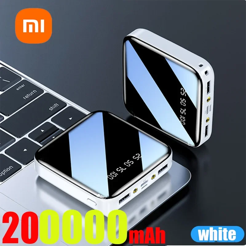 ξAO 200000 mAh Mini Power Bank – Tragbares Ladegerät mit LED-Digitalanzeige, Spiegel-Design, Schnellladung für iPhone, Xiaomi, Huawei