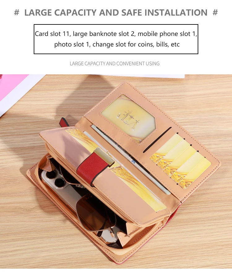 Frauen Brieftasche PU Leder Geldbörse Weibliche Lange Brieftasche Gold Hohl Blätter Beutel Handtasche Für Frauen Geldbörse Karte Halter Kupplung