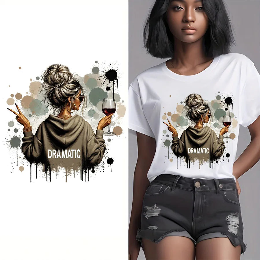 Dramatische Vintage-Aufkleber – Bügelbare Wärmeübertragungssticker für T-Shirts, Hoodies & Taschen – Retro-Design für Kleidung & Stoff