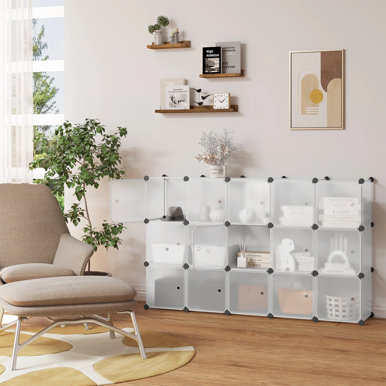 Schuhregal, weißer Schuhschrank, 15 Würfel, DIY-Regal, Kleiderschrank, Raumteiler für Wohnzimmer, Schlafzimmer, Flur, Aufbewahrungsorganisator - FUXL-Shopify