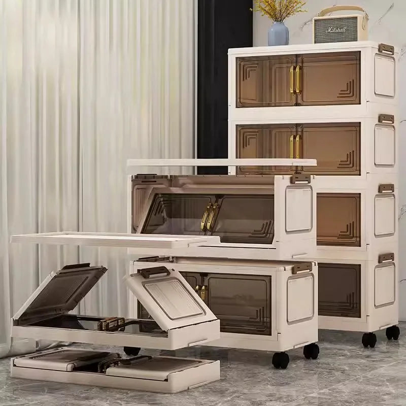 45/55/65 cm Länge, zusammenklappbarer Multifunktions-Aufbewahrungsschrank, Kleinigkeiten-Schrank, großes Fassungsvermögen, staubdichter Kleiderschrank