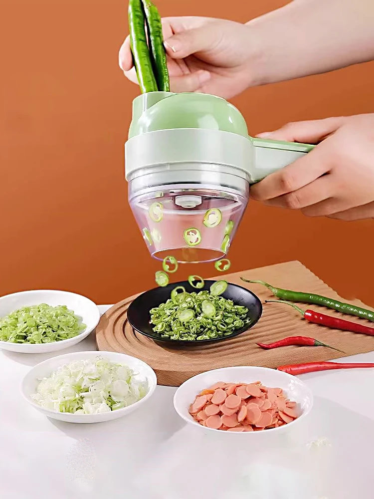 5-in-1-Set für elektrische Gemüseschneider, tragbar, wiederaufladbar, kabellose Küchenmaschine und Zerkleinerer für Paprika, Knoblauch und Fleisch - FUXL-Shopify