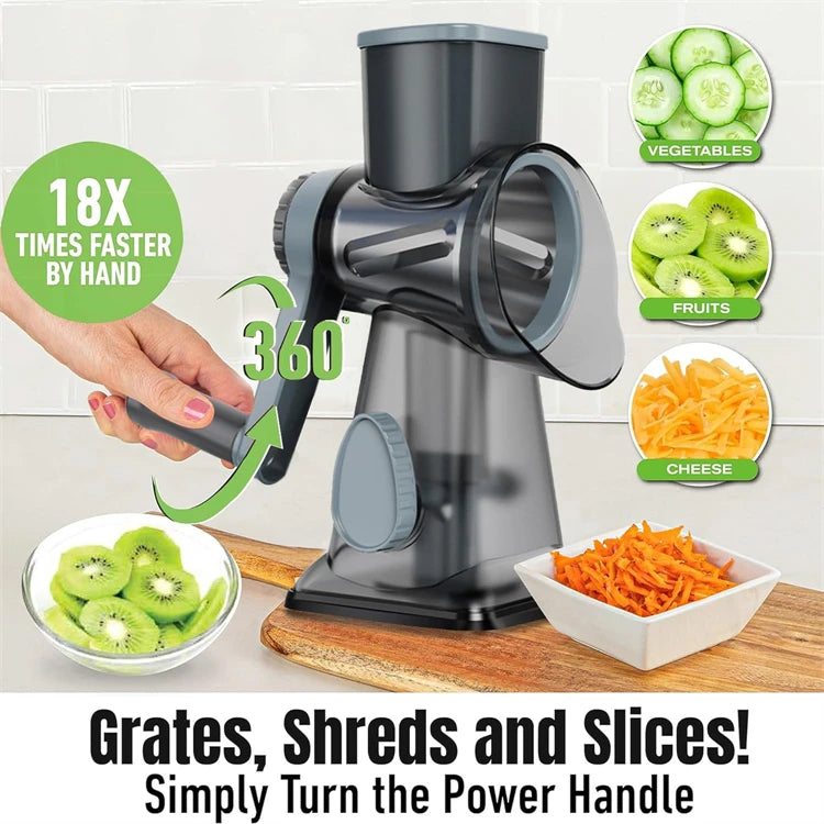 FUXL 3-in-1-Käsereibe, vielseitiger manueller Gemüseschneider, Erdnussmühle, Käse- und Gemüsezerkleinerer, transparent, JT242 - FUXL-Shopify