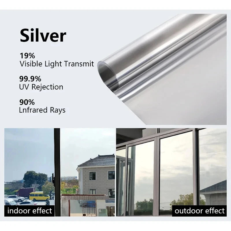 Fenster-Sichtschutzfolie 60–90 cm – Einweg-Spiegelfolie aus Vinyl, nicht klebend, Anti-Look & UV-Schutz – Glasaufkleber als Rolle für Zuhause & Büro