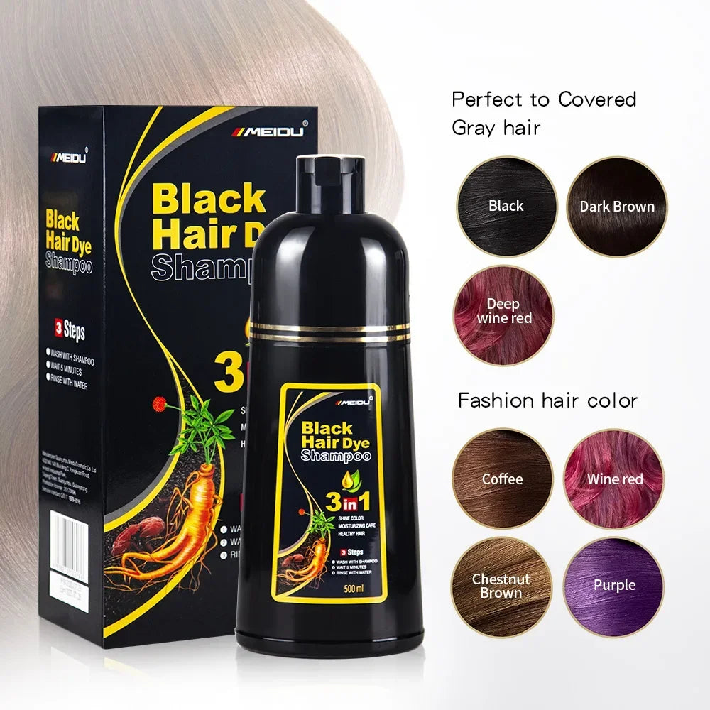 Haarfärbe-Shampoo Grau zu Schwarz - Natürliche Coloration 100ml/500ml