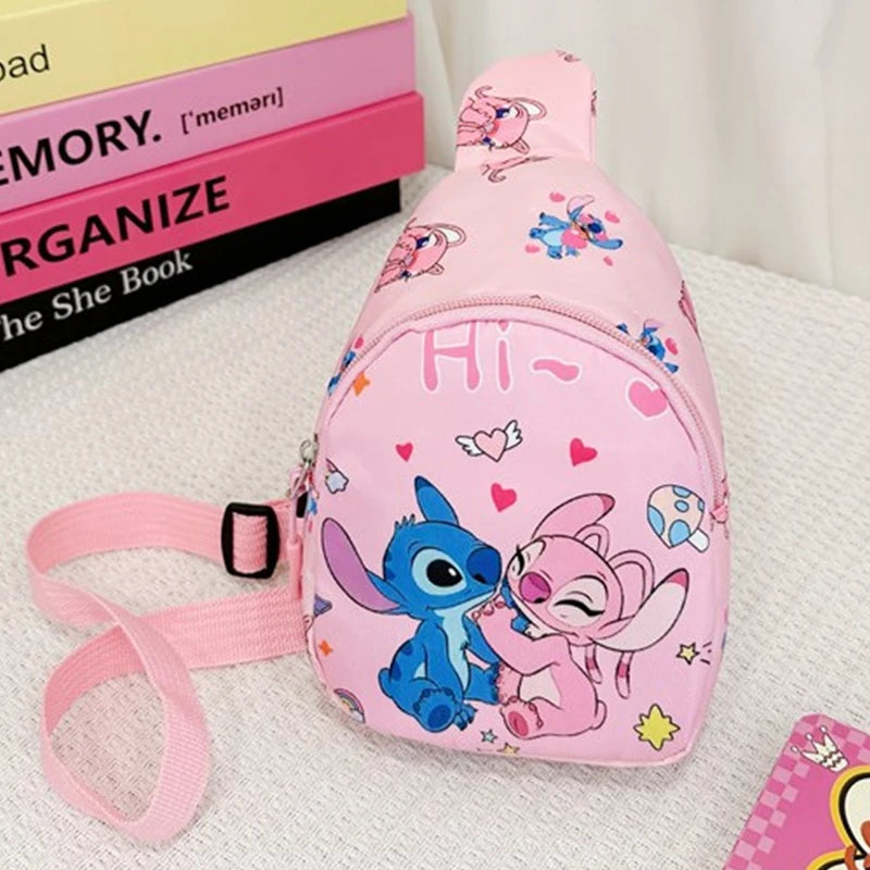 Stitch & Angel Sling Brusttasche, Cartoon-Anime-Umhängetasche, modische lässige Umhängetasche mit Münzgeldbörse für die tägliche Reise