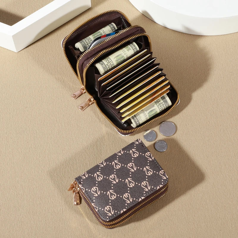 Schickes Vintage-Geldbörse mit Kartenhalter und Reißverschluss für Damen – sichere Multi-Kartenfächer, modisches Kunstleder mit Münzgeldbörse, luxuriös