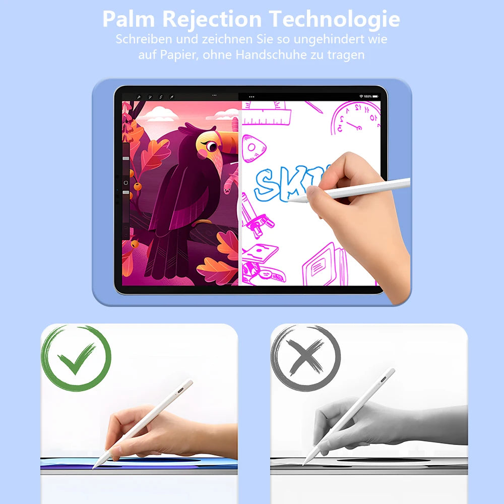 Stylus Pen für Apple Pencil (2022-2018) mit LED-Power-Anzeige & Palm Rejection – Präziser Touch-Stift für iPad Pro/Air/Mini