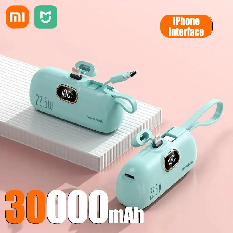 Xiaomi Mini Praktische mobile Powerbank 30000 mAh Tragbares Schnellladen geeignet für iPhone 16 15 14 Samsung Externer Akku