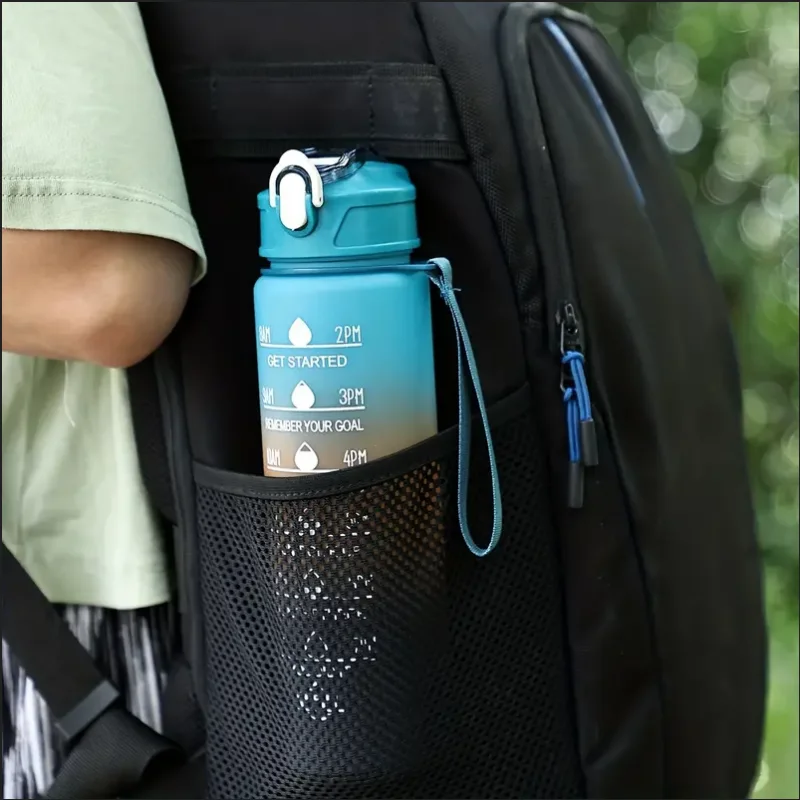 Sportwasserflasche mit zeitverfolgendem Strohhalm, auslaufsicherer, verriegelbarer Klappdeckel für einfaches Tragen, ideal für Outdoor-Abenteuer