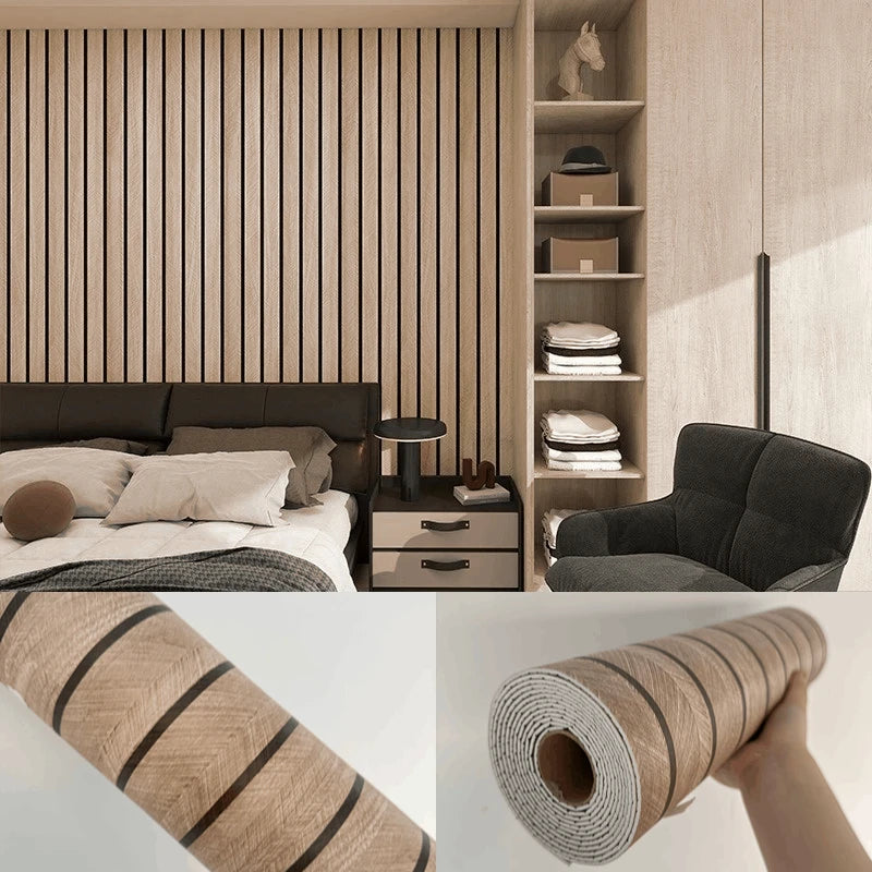 Nachahmung von Holzmaserung, Schaumstoff-Tapete, selbstklebend, wasserdicht, für Schlafzimmer, Wohnzimmer, Wandaufkleber zum Abziehen und Aufkleben, Raumdekoration