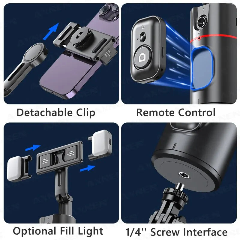 AXNEN P02 360 Rotation Follow-up Gimbal Stabilisator Einbeinstativ Desktop Tracking Gimbal mit Fernbedienung für Telefon Tiktok Live Fotografie - FUXL-Shopify