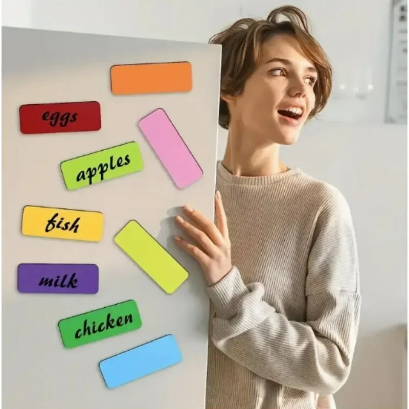50/5 Stück magnetische, trocken abwischbare Etiketten – Whiteboard-Namensaufkleber für Kühlschrank, Büro, Schule & Zuhause – flexibel & wiederverwendbar