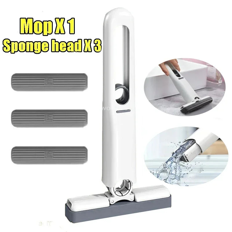 Schwamm Stroh Reinigung Kleine Reiniger Mini Mopp Leistungsstarke Squeeze Falten Hause Selbst-quetschen Boden Waschen Mops Saubere Werkzeuge