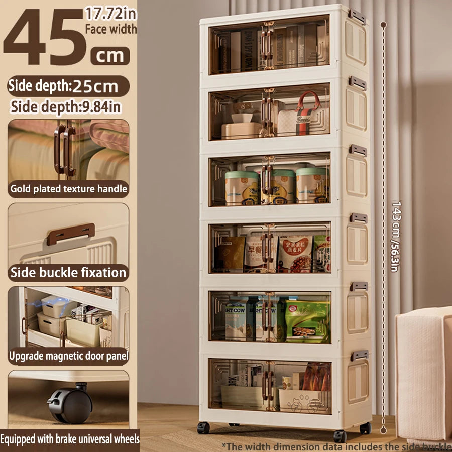 45/55/65 cm Länge, zusammenklappbarer Multifunktions-Aufbewahrungsschrank, Kleinigkeiten-Schrank, großes Fassungsvermögen, staubdichter Kleiderschrank