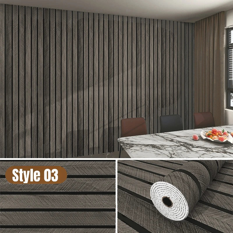 Selbstklebende Vinyl-Wandpaneele mit Holzmaserung & vertikalen Latten – Tapete für Wohnzimmer, Schlafzimmer, Küche, Bad & TV-Rückwand – wasserdicht