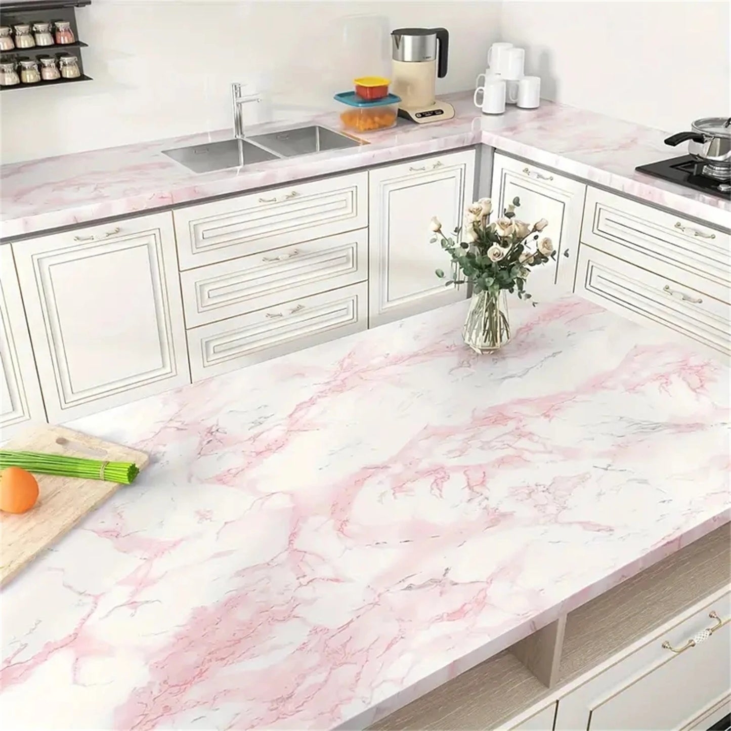 Luck Amy PVC Pearl Film Selbstklebende Tapete – Hochglanz, wasserfest & schimmelresistent für Küche, Schrank & Möbel (Schwarz/Weiß) - FUXL-Shopify