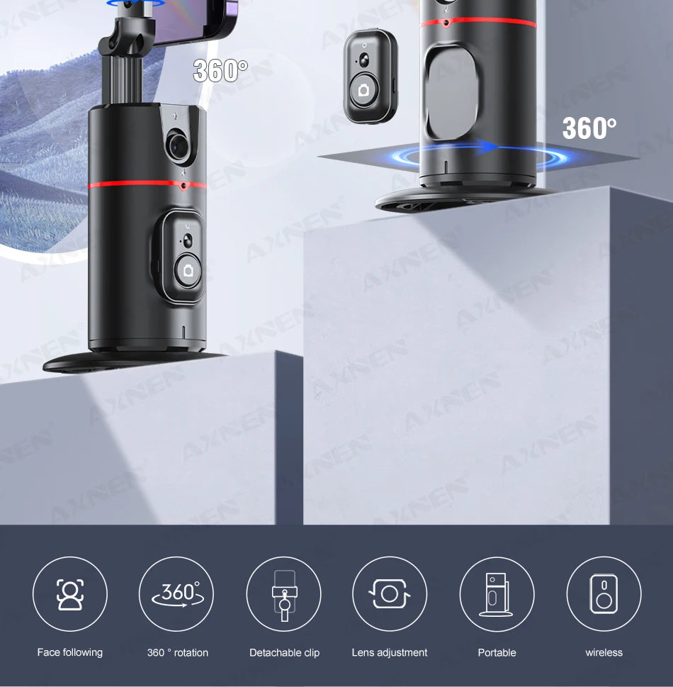 AXNEN P02 360 Rotation Follow-up Gimbal Stabilisator Einbeinstativ Desktop Tracking Gimbal mit Fernbedienung für Telefon Tiktok Live Fotografie - FUXL-Shopify