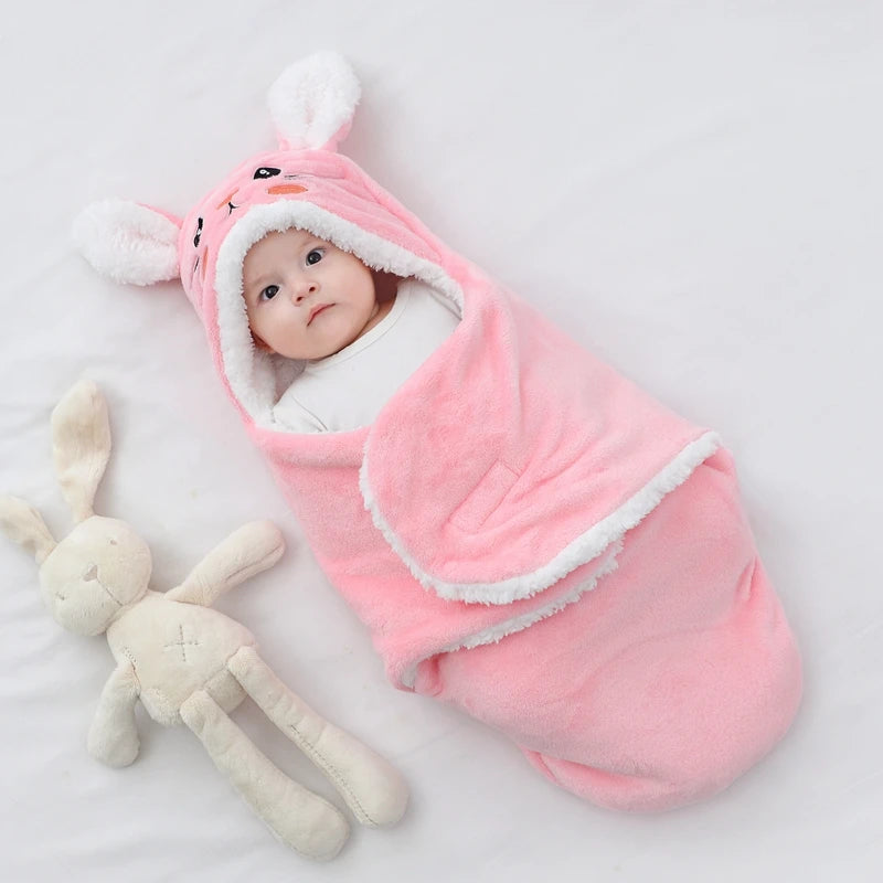 Weiche Babyschlafsäcke, warm, für Herbst und Winter, Wickeldecken für Neugeborene, Cartoon-Kokon für Babys, Flanell-Babyschlafsack, 0–9 Monate - FUXL-Shopify