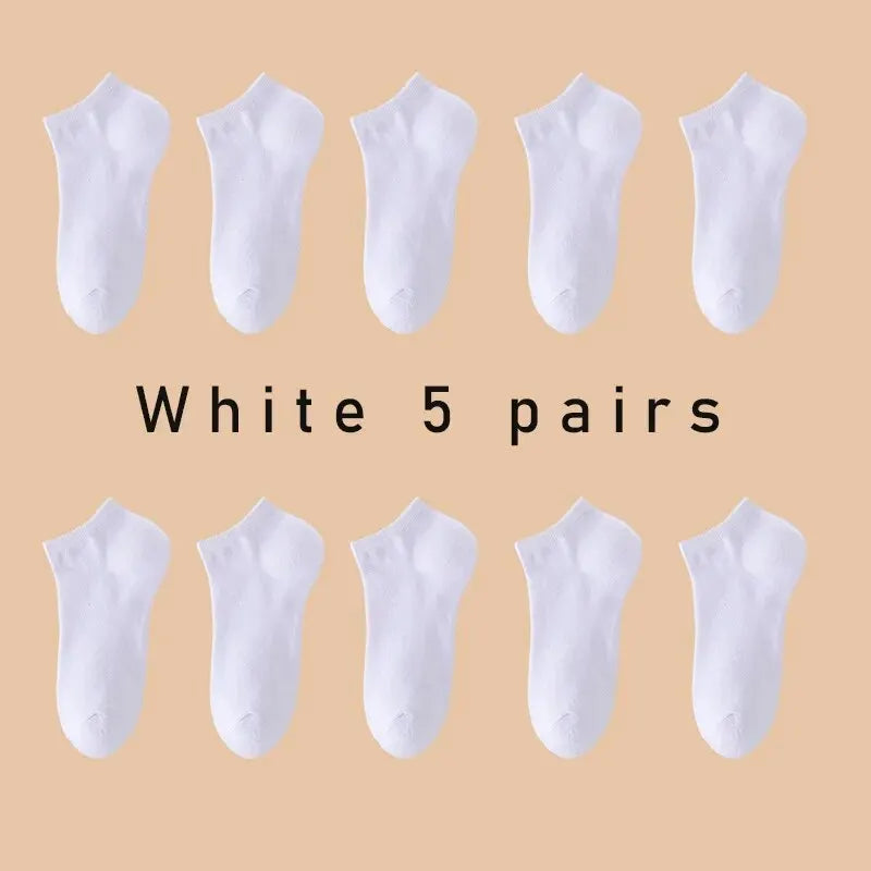 5 Pairs of Women's/men's Boat Socks Invisible Low Cut Anti Slip Summer No Show Ankle Socks Solid Color Casual Breathable - FUXL-Shopify