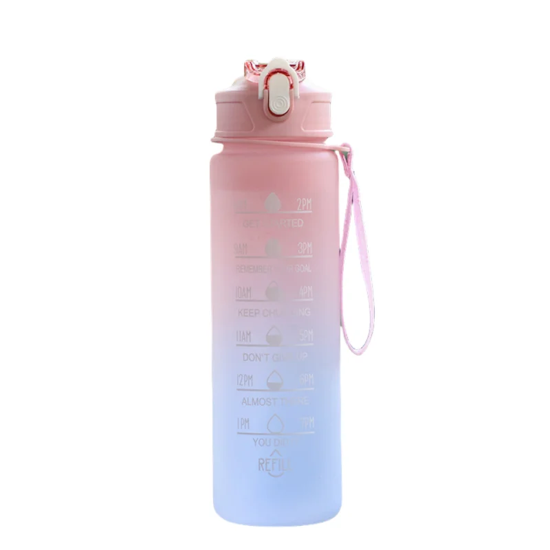 Sportwasserflasche mit zeitverfolgendem Strohhalm, auslaufsicherer, verriegelbarer Klappdeckel für einfaches Tragen, ideal für Outdoor-Abenteuer