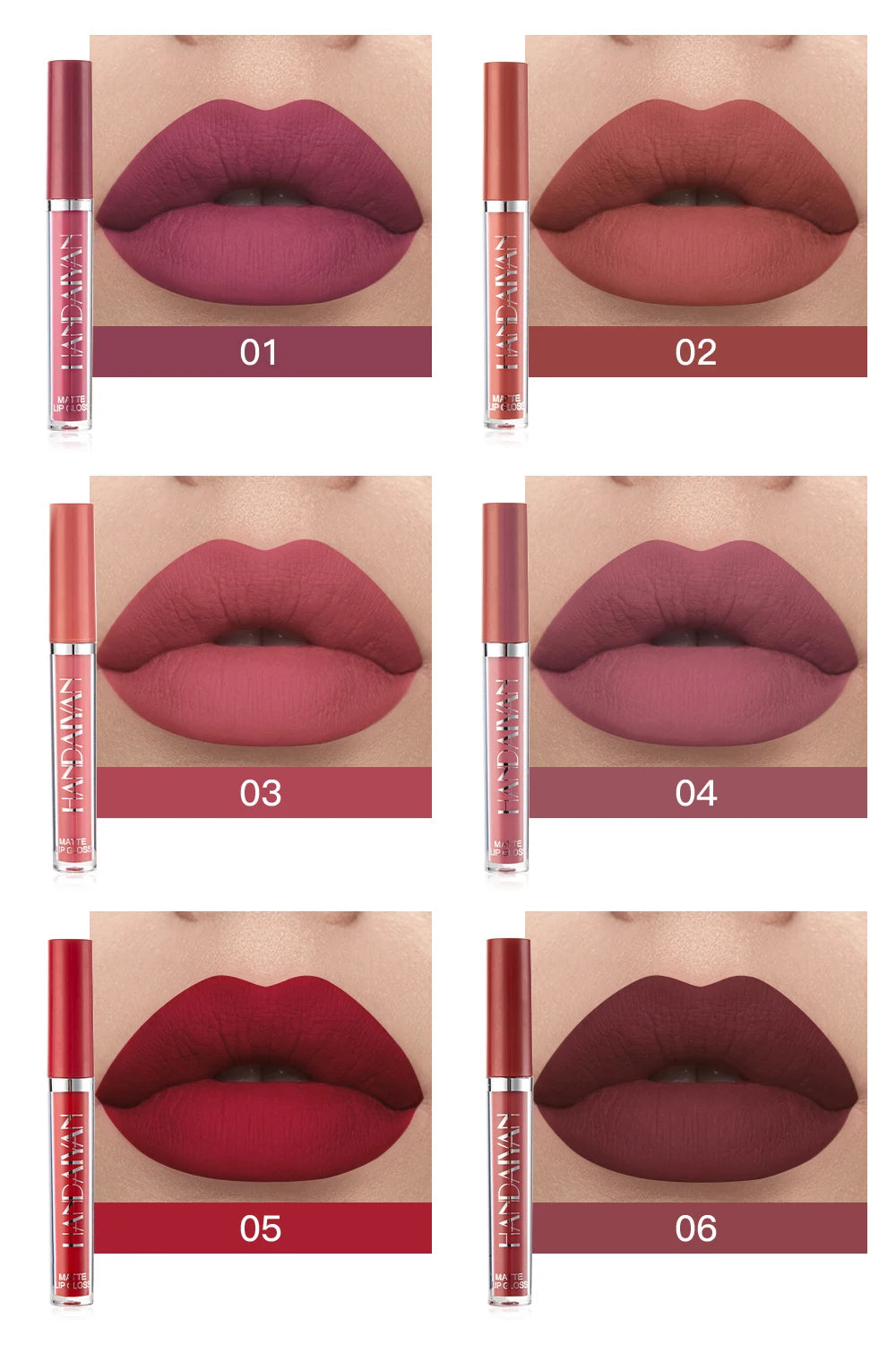 HANDAIYAN 6er Set Flüssig-Lippenstift – Langanhaltender Matt Lipgloss, Nicht Abfärbend – Geschenkbox