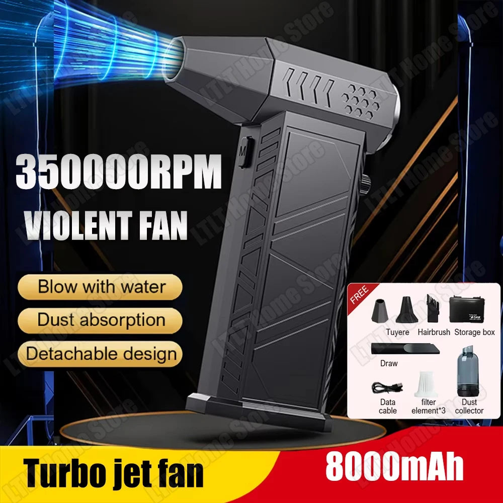 350000 RPM 8000mAh Pocket Dust Blower Mini Turbo Jet Fan Rechargeable 58m/s Turbo Violent Fan Powerful Blower for Cleaning - FUXL-Shopify