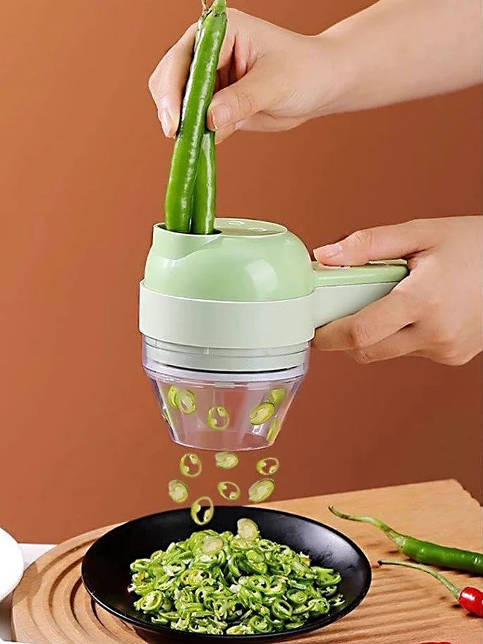 5-in-1-Set für elektrische Gemüseschneider, tragbar, wiederaufladbar, kabellose Küchenmaschine und Zerkleinerer für Paprika, Knoblauch und Fleisch - FUXL-Shopify