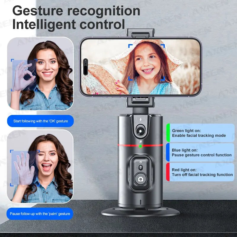 AXNEN P02 360 Rotation Follow-up Gimbal Stabilisator Einbeinstativ Desktop Tracking Gimbal mit Fernbedienung für Telefon Tiktok Live Fotografie - FUXL-Shopify