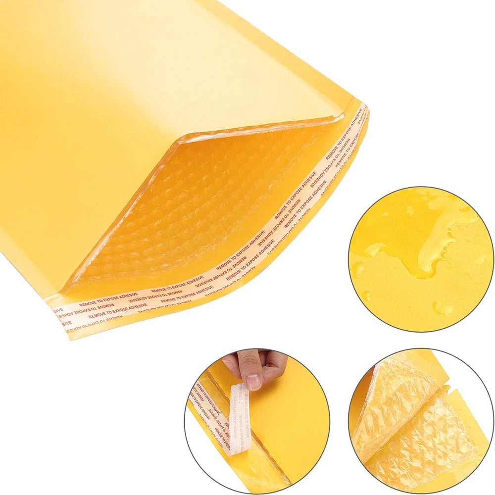 10–50 Stück Luftpolstertaschen aus Kraftpapier, selbstdichtende Papierumschläge, wasserdichte, gepolsterte, gepolsterte Schaumstoff-Versandtaschen zum Verpacken