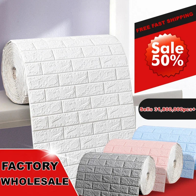 70 cm x 1/5/10 m 3D-Tapete, Dekoration, selbstklebend, antiker Schaumstoff, Ziegelstein-Tapete, Wohnzimmer, Schlafzimmer, wasserdichter 3D-Wandaufkleber