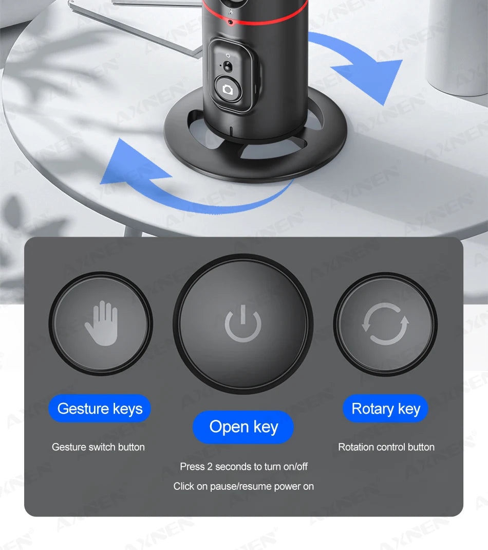 AXNEN P02 360 Rotation Follow-up Gimbal Stabilisator Einbeinstativ Desktop Tracking Gimbal mit Fernbedienung für Telefon Tiktok Live Fotografie - FUXL-Shopify