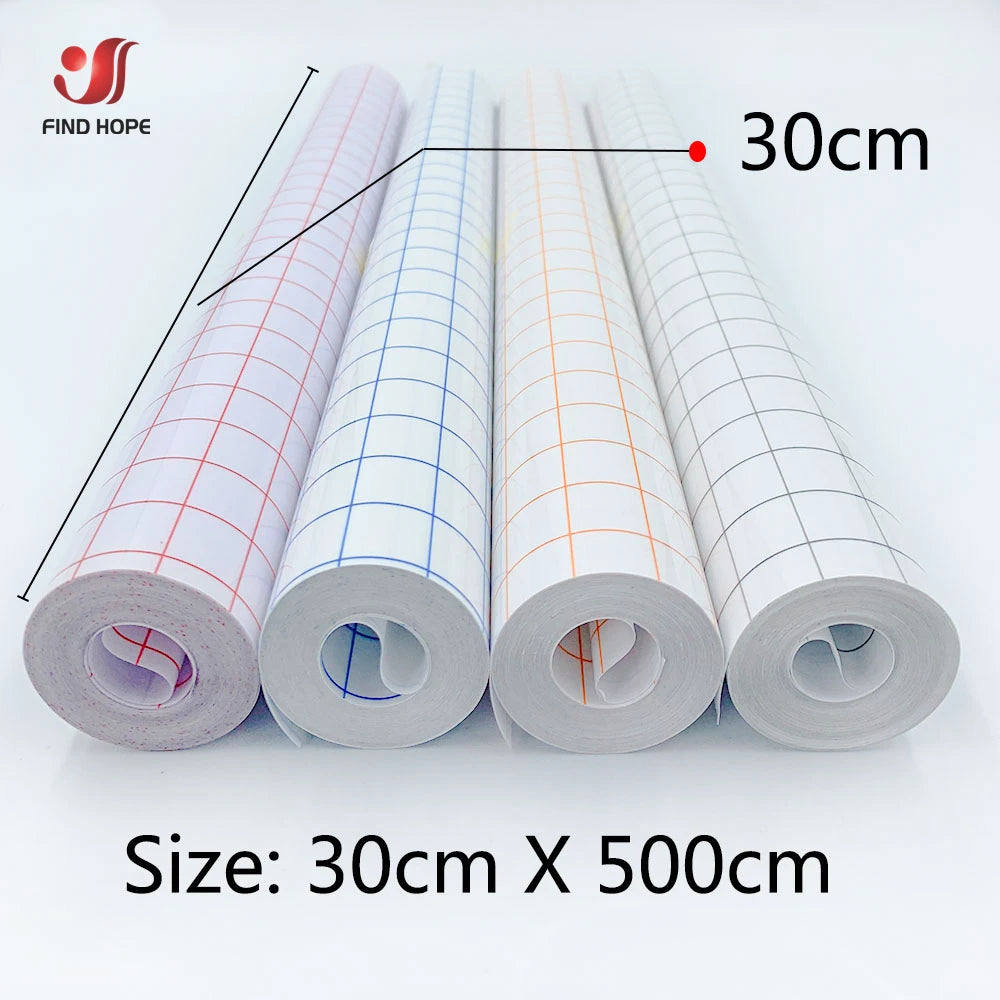 12 Zoll x 196 Zoll selbstklebendes Vinyl-Anwendungs-Transfer-Parper-Klebeband mit klarem Ausrichtungsgitter für Auto-Wand- und Kunstaufkleber zum Selbermachen