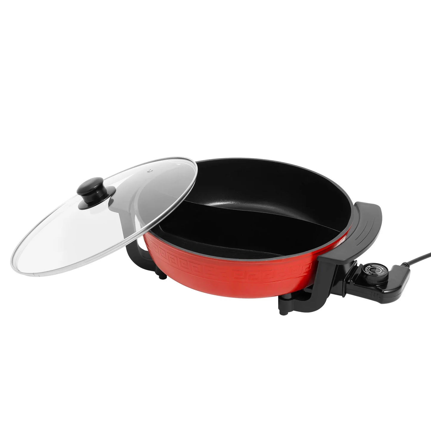 6L Haushalts-Hot Pot 1360 W 220 V elektrischer Kochtopf Bratpfanne Eintopftopf 2 Fächer Antihaft-Hotpot Temperatur einstellbar