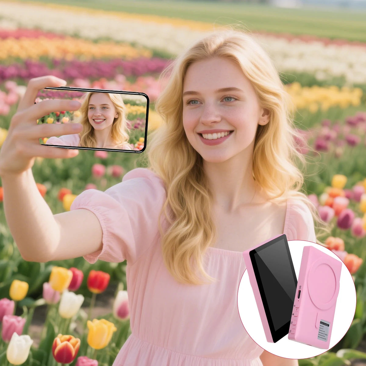 Drahtloser magnetischer Smartphone-Monitor für Rückkamera – Ideal für Selfies, Vlogs & Live-Streams