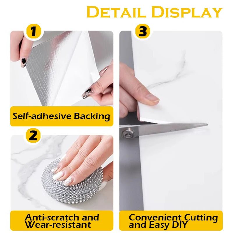 10–20 Stück 30 x 60 cm selbstklebende Marmor - PVC - Bodenfliesen, wasserdicht, abziehbarer Wandaufkleber, Küche, Badezimmer, abnehmbare Heimdekoration - FUXL - Shopify
