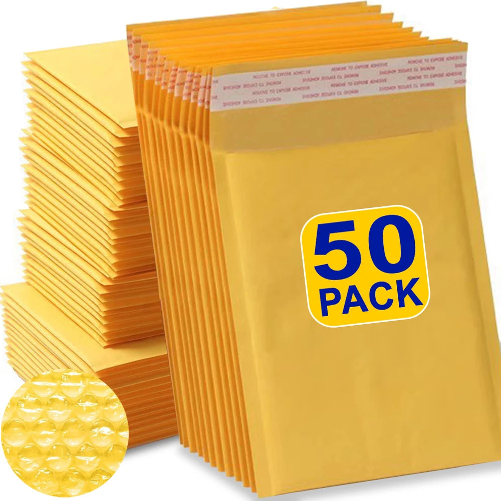10–50 Stück Luftpolstertaschen aus Kraftpapier, selbstdichtende Papierumschläge, wasserdichte, gepolsterte, gepolsterte Schaumstoff-Versandtaschen zum Verpacken