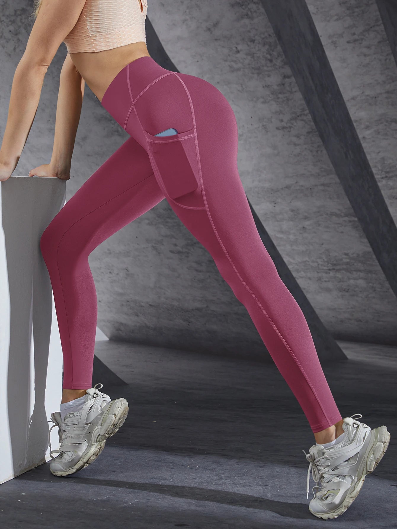 Neue Hohe Taille frauen Leggings Stretch Yoga Hosen Strumpfhosen Mit Taschen Push-Up Fitness Laufsport Einfarbig Hosen