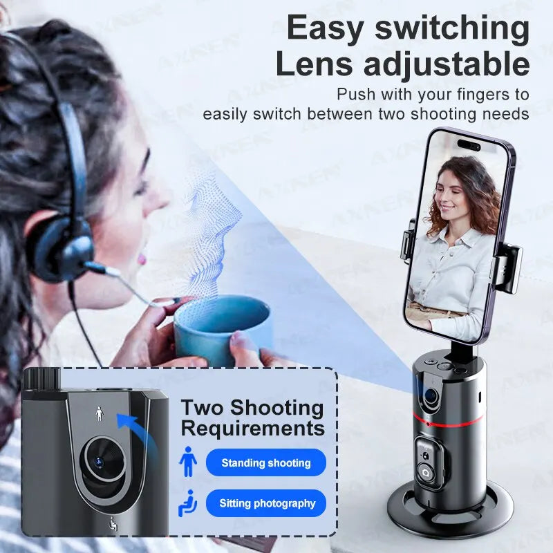 AXNEN P02 360 Rotation Follow-up Gimbal Stabilisator Einbeinstativ Desktop Tracking Gimbal mit Fernbedienung für Telefon Tiktok Live Fotografie - FUXL-Shopify