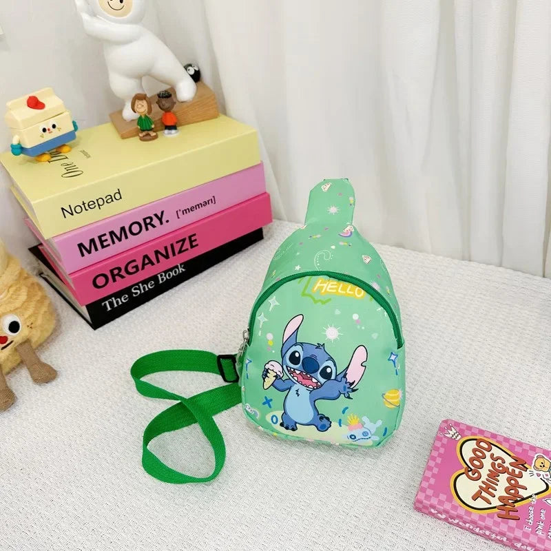 Stitch & Angel Sling Brusttasche, Cartoon-Anime-Umhängetasche, modische lässige Umhängetasche mit Münzgeldbörse für die tägliche Reise
