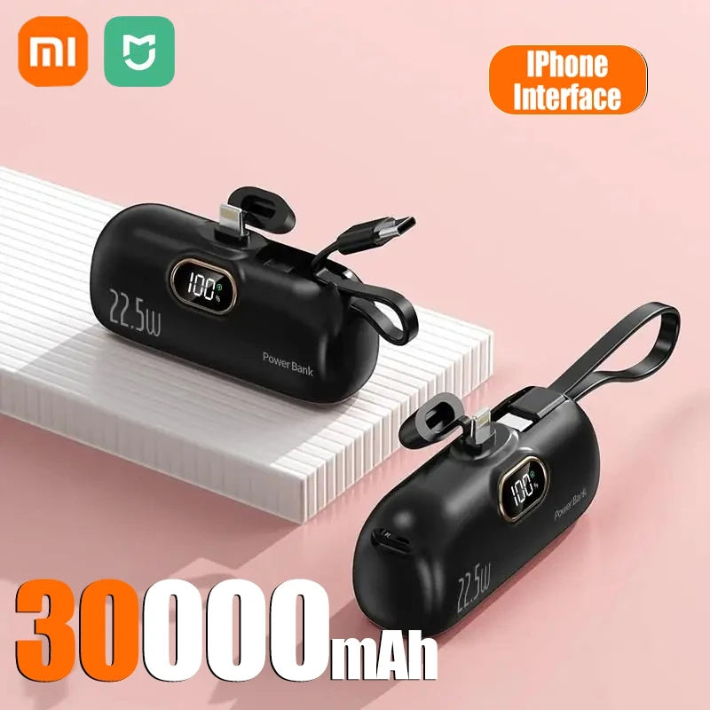 Xiaomi Mini Praktische mobile Powerbank 30000 mAh Tragbares Schnellladen geeignet für iPhone 16 15 14 Samsung Externer Akku