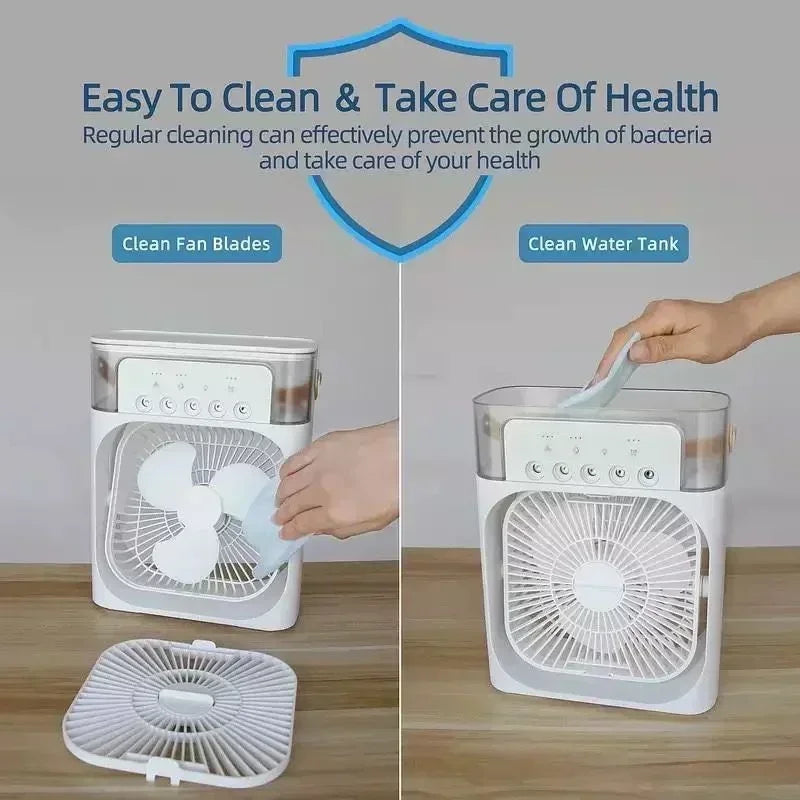 Neue 3-in-1-Ventilator, Klimaanlage, Haushalt, Mini-Luftkühler, LED-Nachtlicht, tragbarer Luftbefeuchter, Lufteinstellventilator, Büro- und Heimventilator