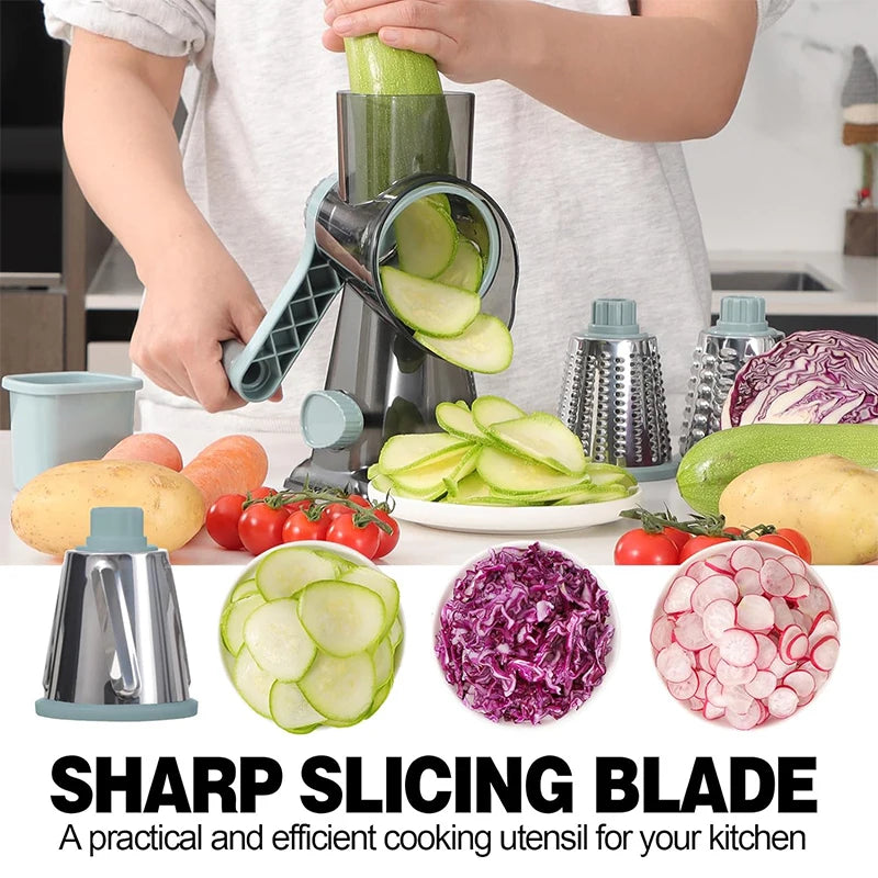 FUXL 3-in-1-Käsereibe, vielseitiger manueller Gemüseschneider, Erdnussmühle, Käse- und Gemüsezerkleinerer, transparent, JT242 - FUXL-Shopify